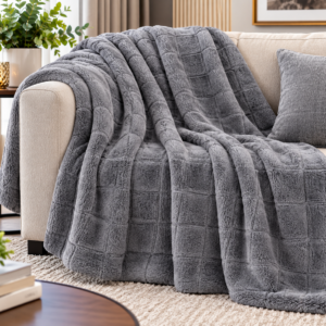 CASA Collection Coral Fleece Throw – Grey
