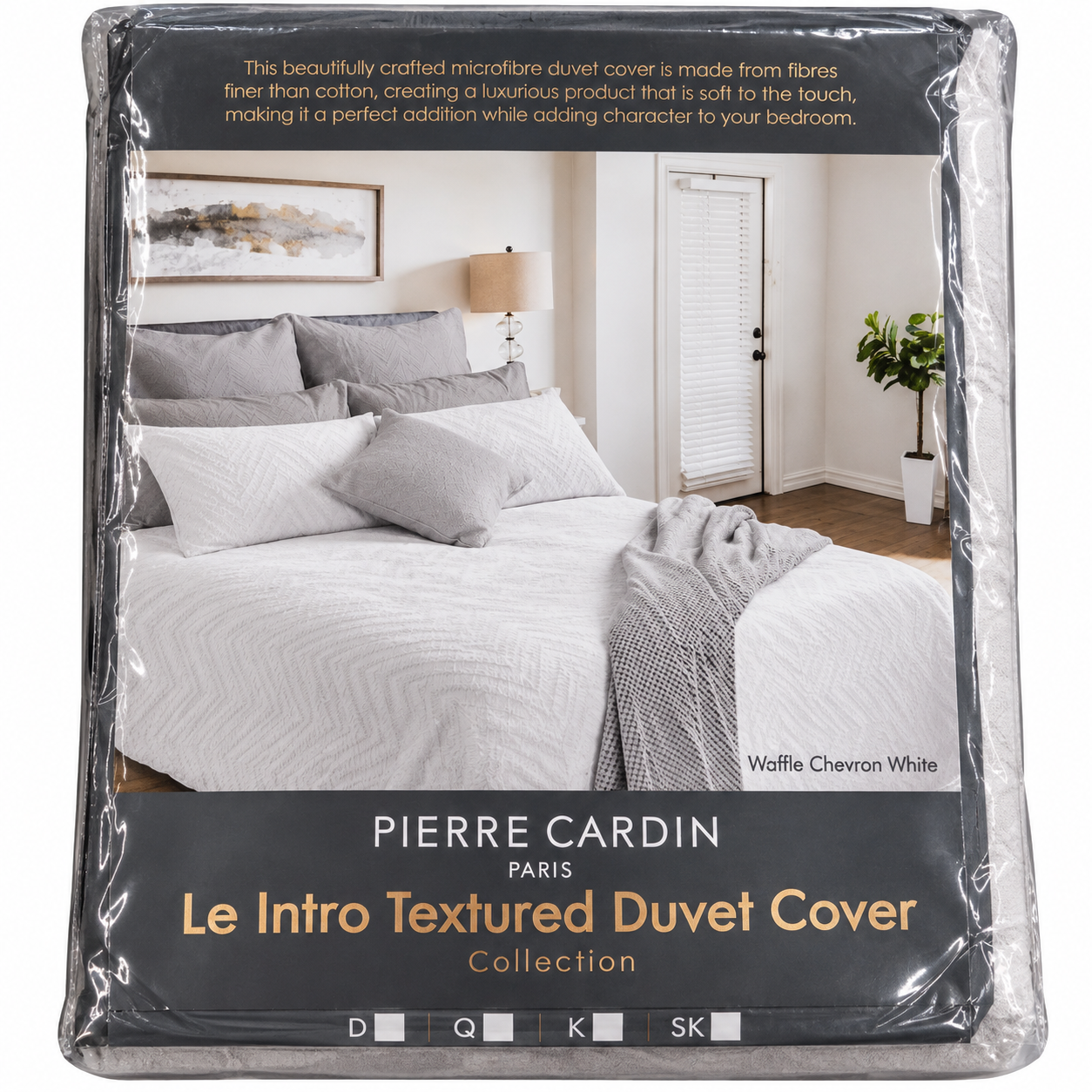 Pierre Cardin Le Intro Textured Waffle Chevron Duvet Cover Set – White - Image 2