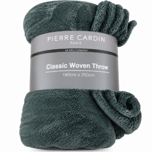 Pierre Cardin Classic Woven Throw – Greenish Grey