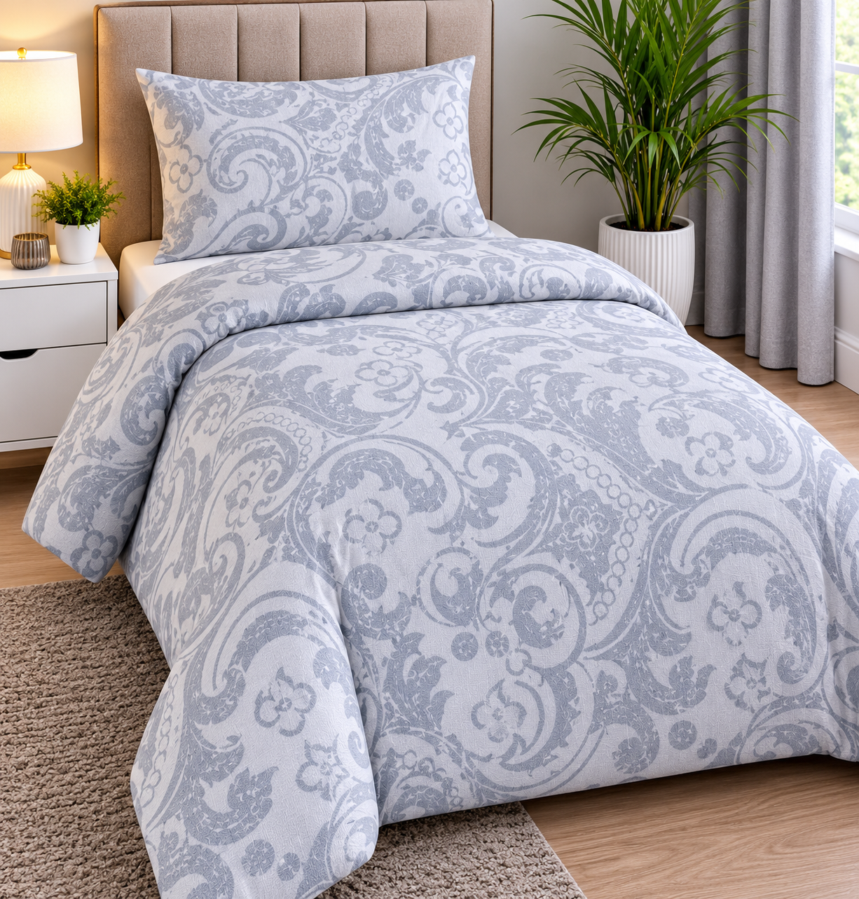URBAN Lifestyle Microfibre Duvet Cover Set – Grey & White Floral