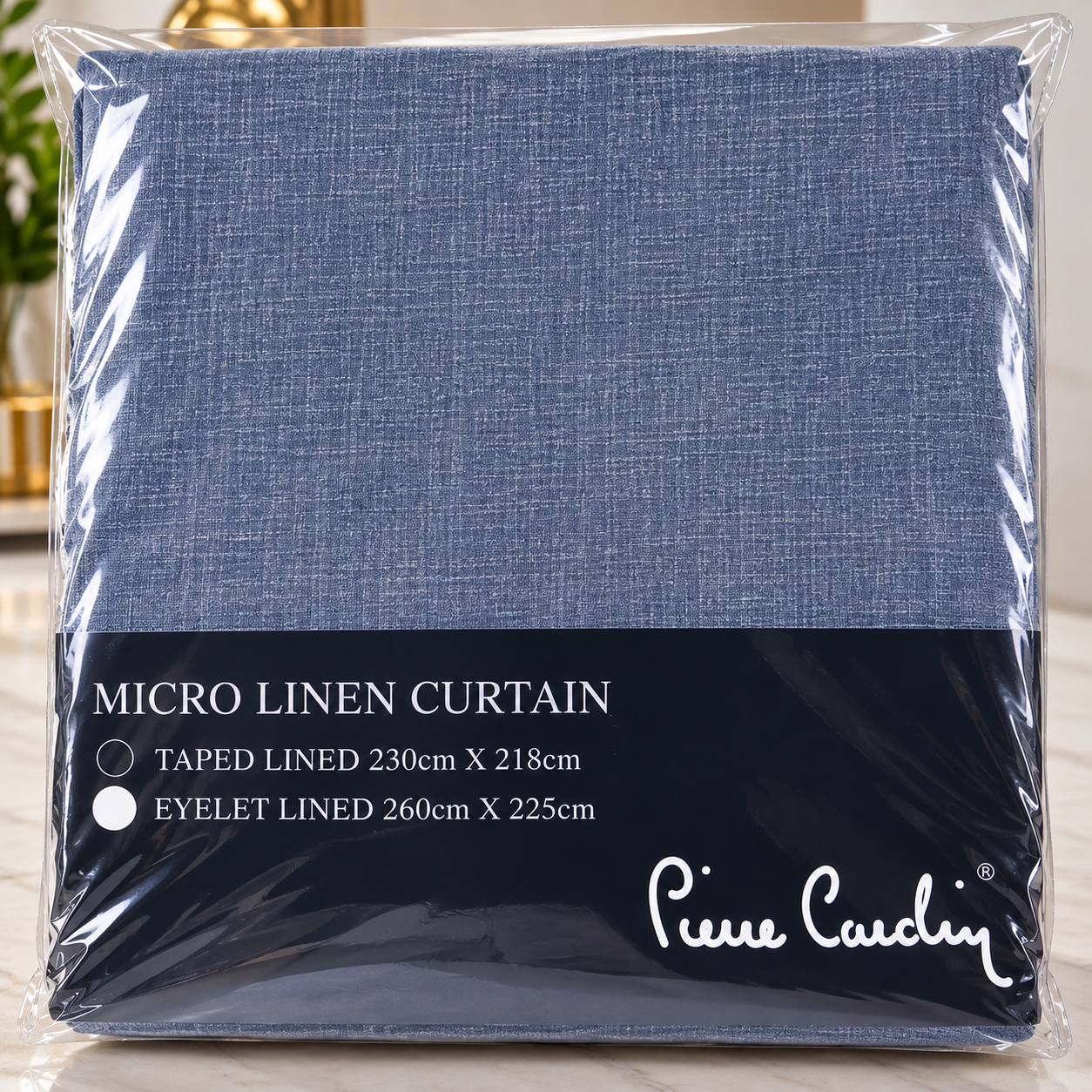 Pierre Cardin Micro Linen Eyelet Lined Curtain – Denim Navy Blue | 260 × 225 cm - Image 2