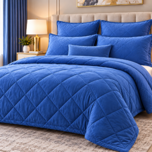 Pierre Cardin Luxe Monochrome 5-Piece Comforter Set – Royal Blue | 240 × 240 cm