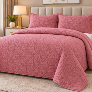 Pierre Cardin Silky Feel Quilt Set- Dusty Rose Pink 240x 240cm