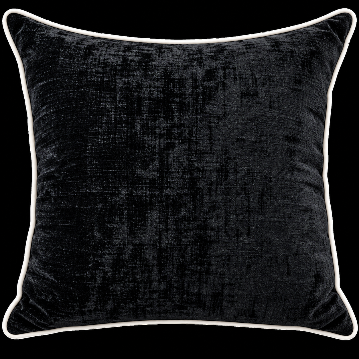 Luxury Textured Scatter Cushion – Black with Cream Piping - Image 2