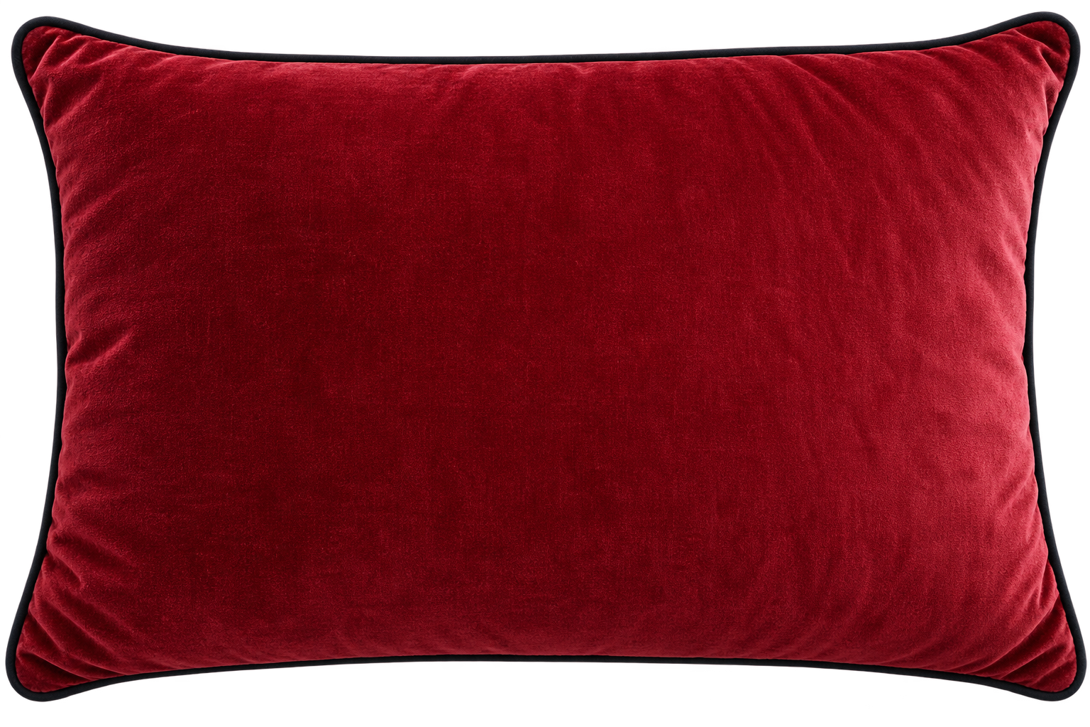 Luxury Velvet-Look Scatter Cushion – Burgundy Red with Black Piping - Image 2