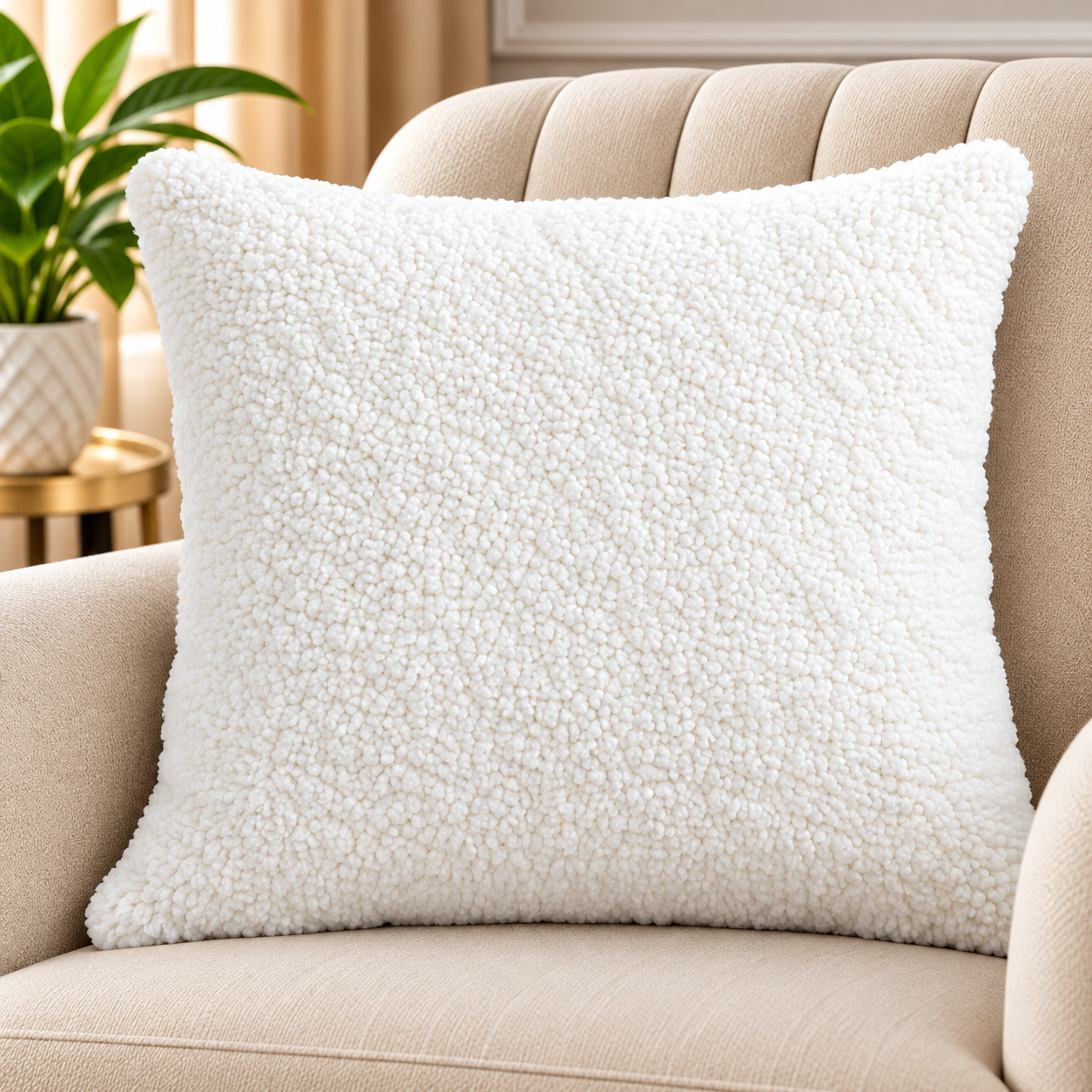 Luxury Teddy Fleece Scatter Cushion – White