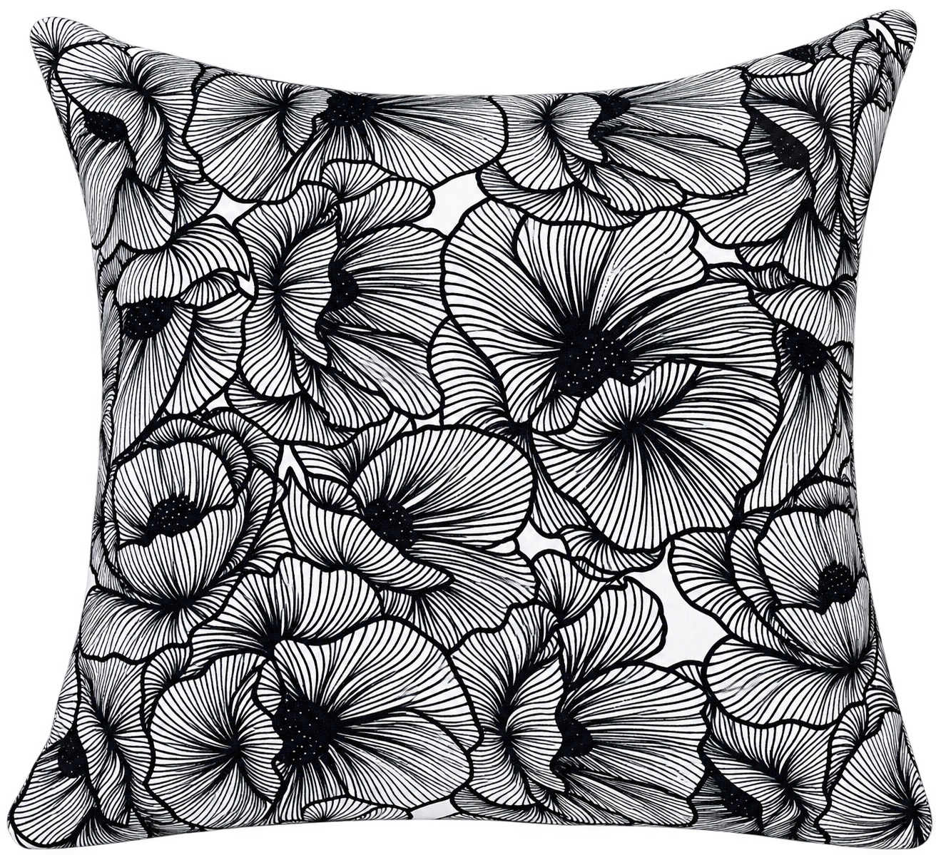 Elegant Black & White Floral Scatter Cushion - Image 2