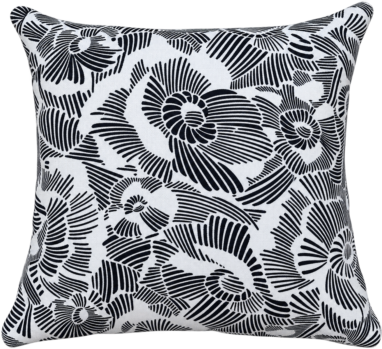 Modern Abstract Floral Scatter Cushion – Black & White - Image 2
