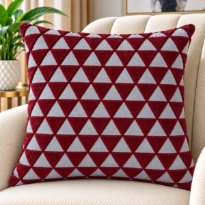 Luxury Geometric Scatter Cushion – Maroon & Silver Grey