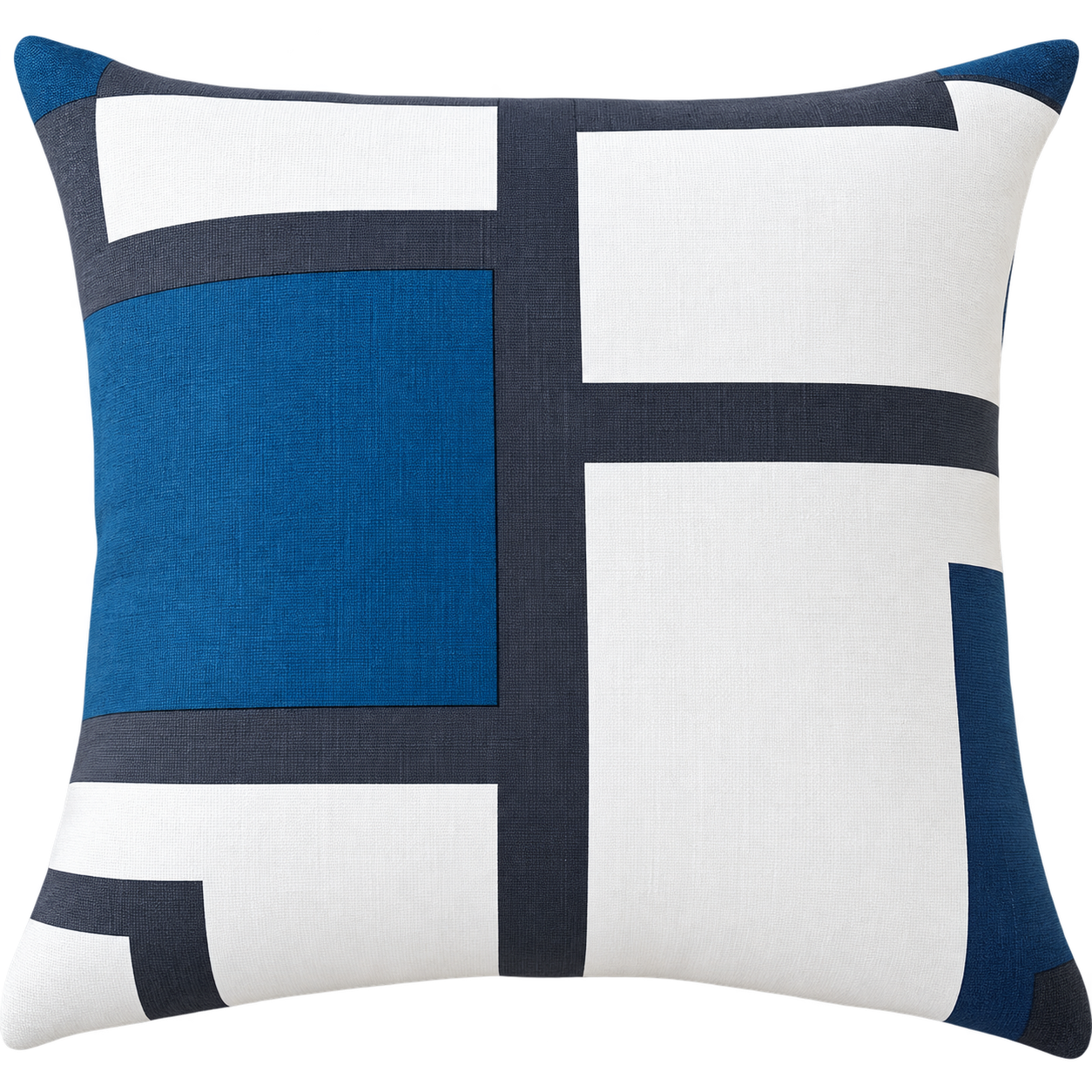 Modern Geometric Scatter Cushion – Blue, Charcoal Grey & White - Image 2