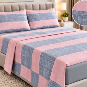 Casa Collection Winter Sheet Set – Pink & Grey