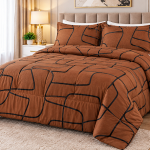 Pierre Cardin Soft & Lofty Comforter Set – Aloft Geo (Brown & Black)