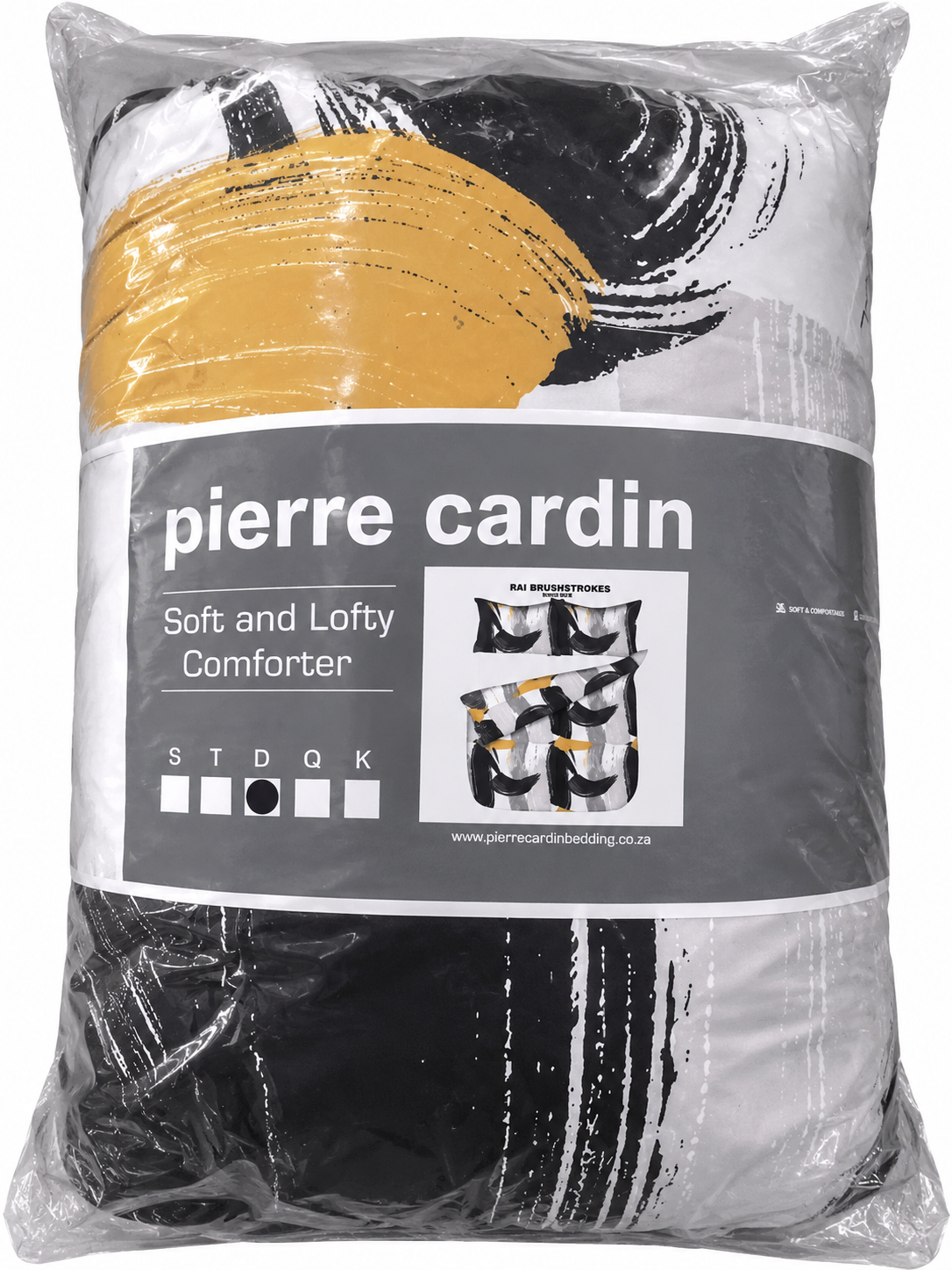 Pierre Cardin Soft & Lofty Comforter Set – Rai Brushstrokes- Black, White, Grey & Mustard - Image 2