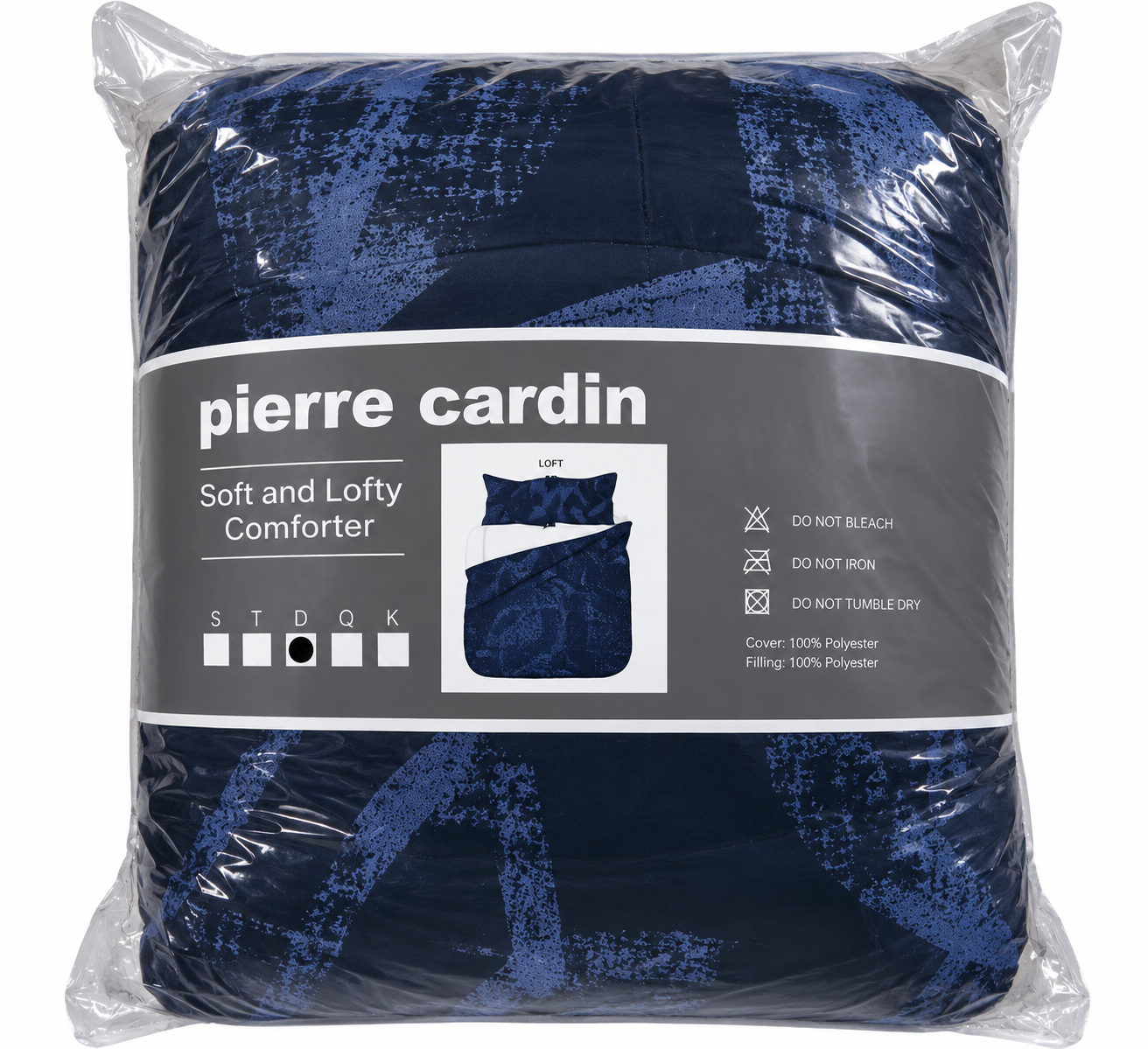 Pierre Cardin Soft & Lofty Comforter – Navy Blue Abstract Design - Image 2