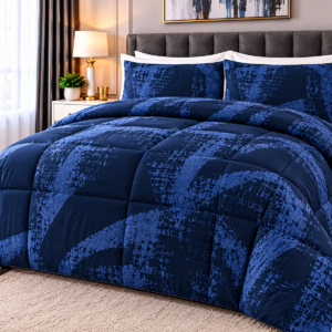 Pierre Cardin Soft & Lofty Comforter – Navy Blue Abstract Design