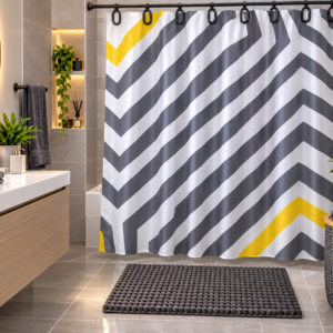 CASA Collection 14-Piece Bath Set – Grey, White & Mustard Yellow Geometric Design