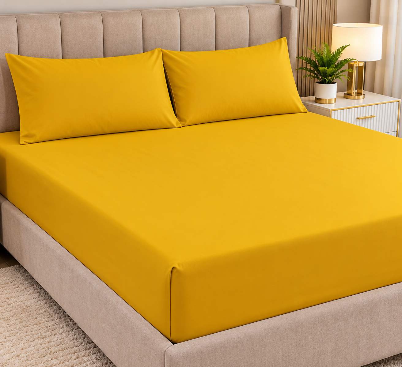Pierre Cardin Fitted Sheet Set – Mustard Yellow