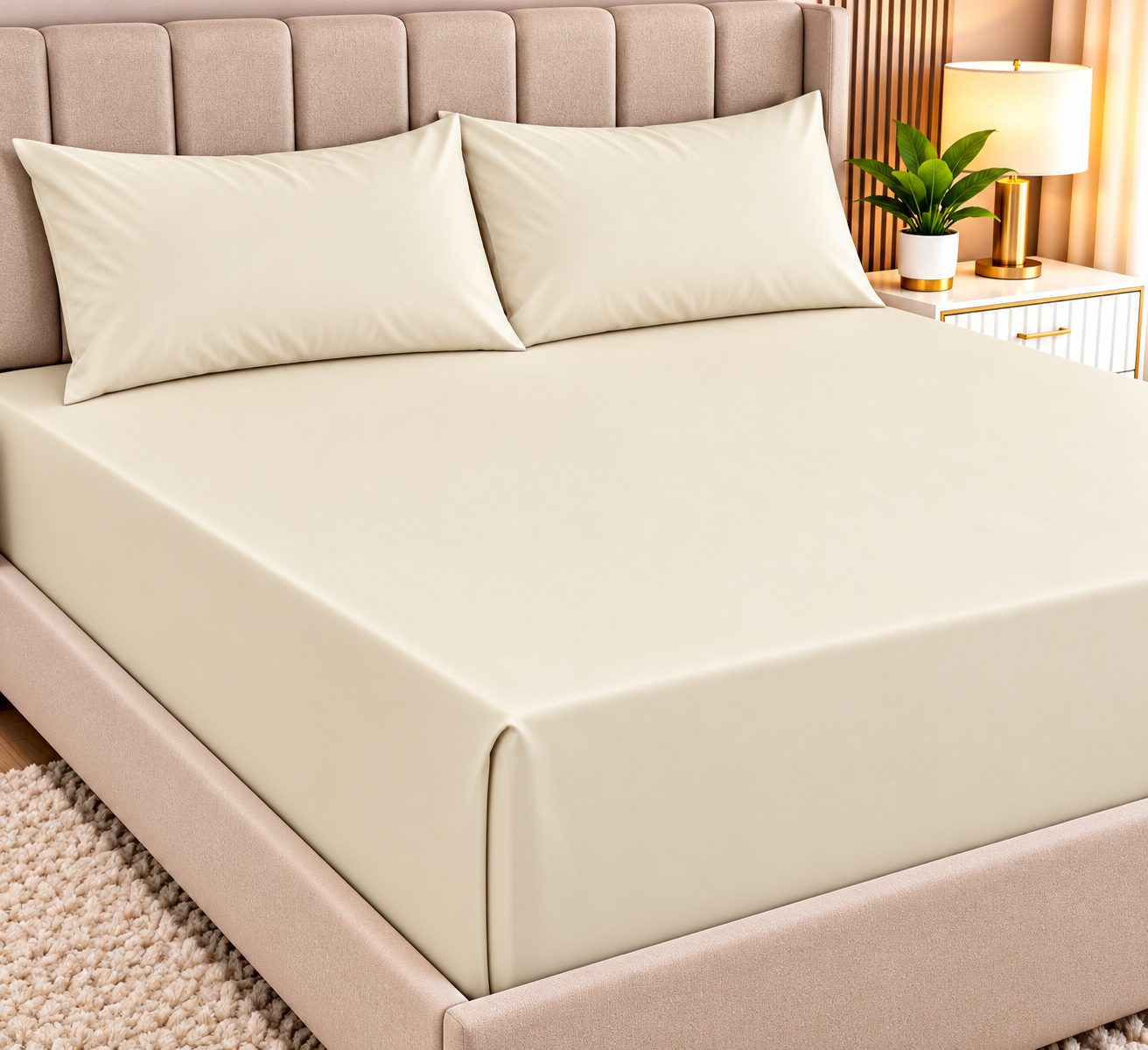 Pierre Cardin Fitted Sheet Set – Cream