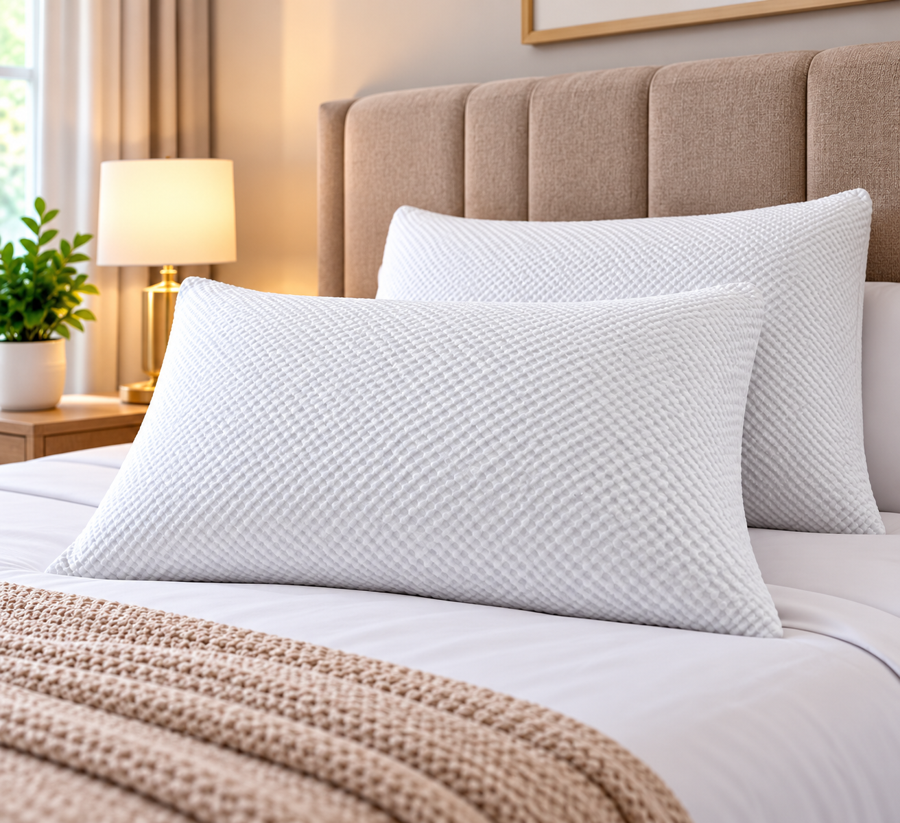 TELA MILANO Microfibre Bubble Pillow – White | Standard Size (45 × 70 cm)