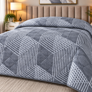 Pierre Cardin Le Intro Collection – Grey Geometric Microfibre Quilt