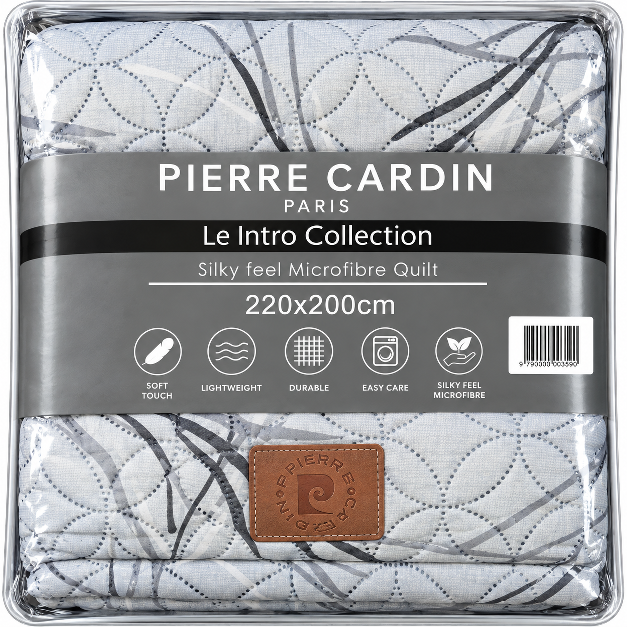 Pierre Cardin Le Intro Collection – Silky Feel Microfibre Quilt - White & Grey - Image 2