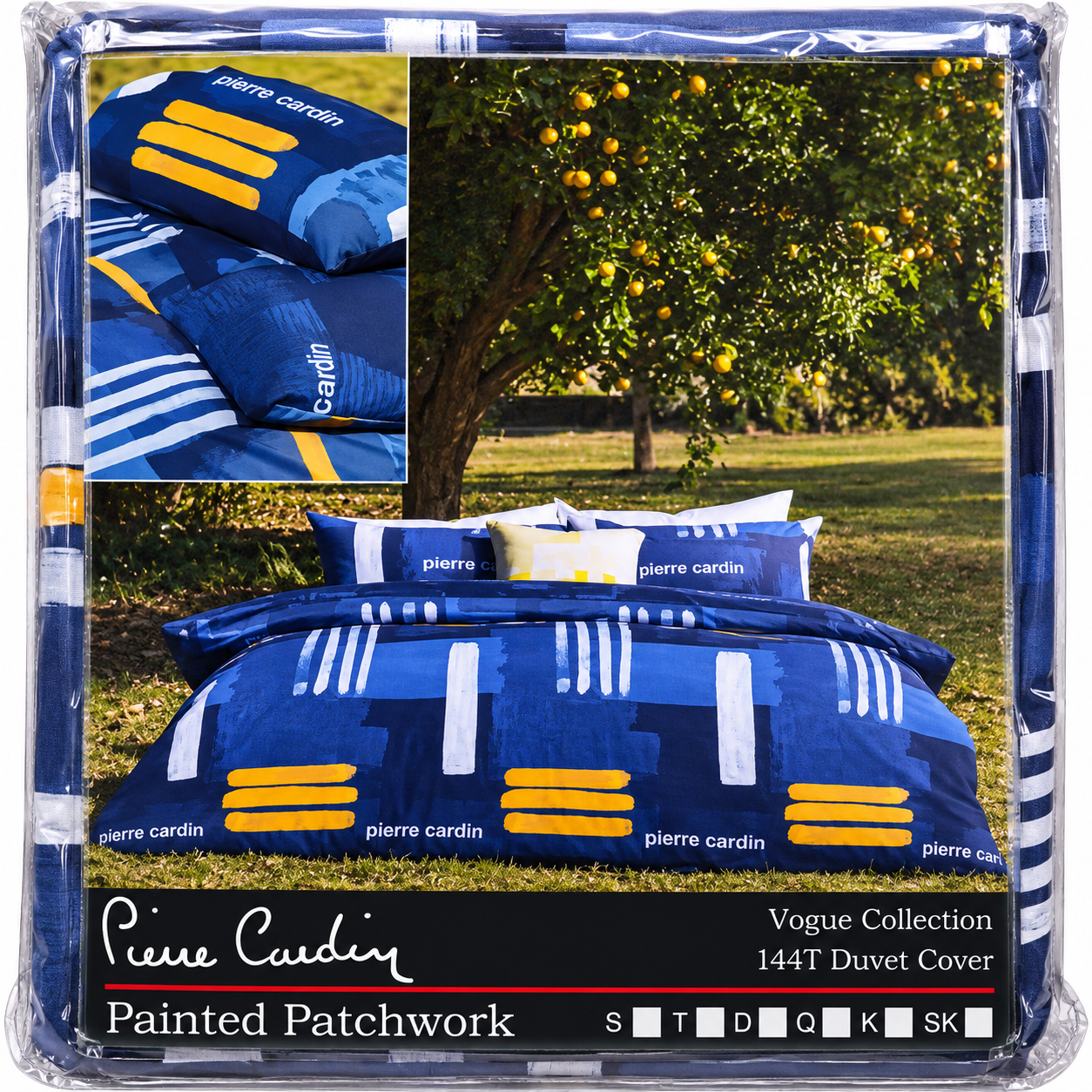 Pierre Cardin Painted Patchwork 144 Thread Count Duvet Cover Set - Image 2