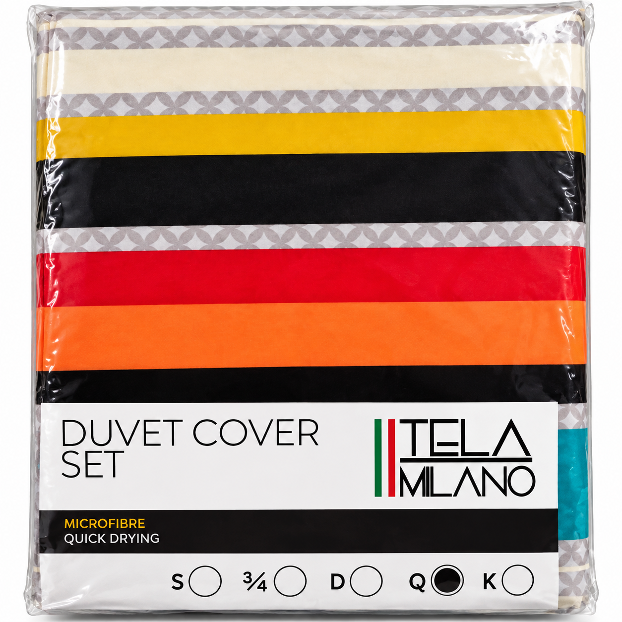 Tela Milano Colour Block Stripe Microfibre Duvet Cover Set - Image 2