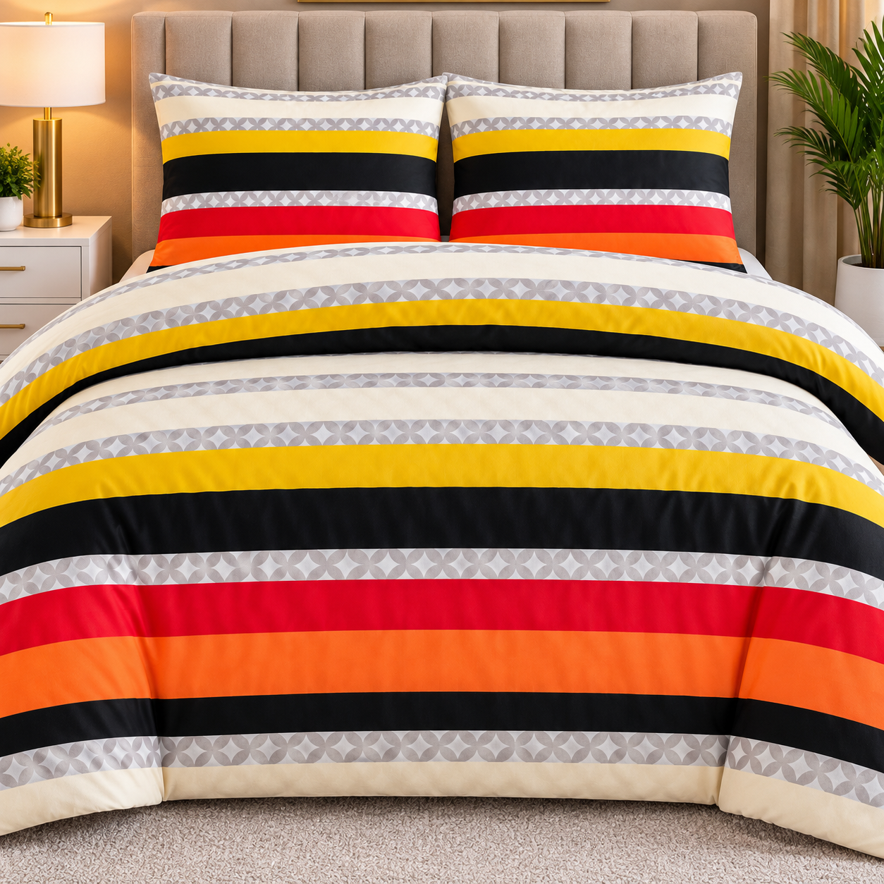 Tela Milano Colour Block Stripe Microfibre Duvet Cover Set