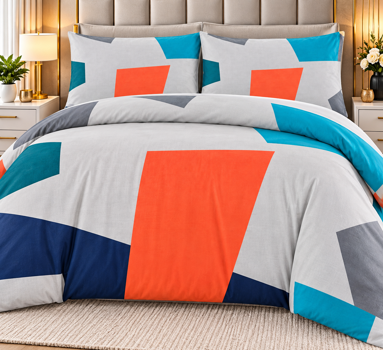 Tela Milano Colour Block Abstract Duvet Cover Set - Image 2